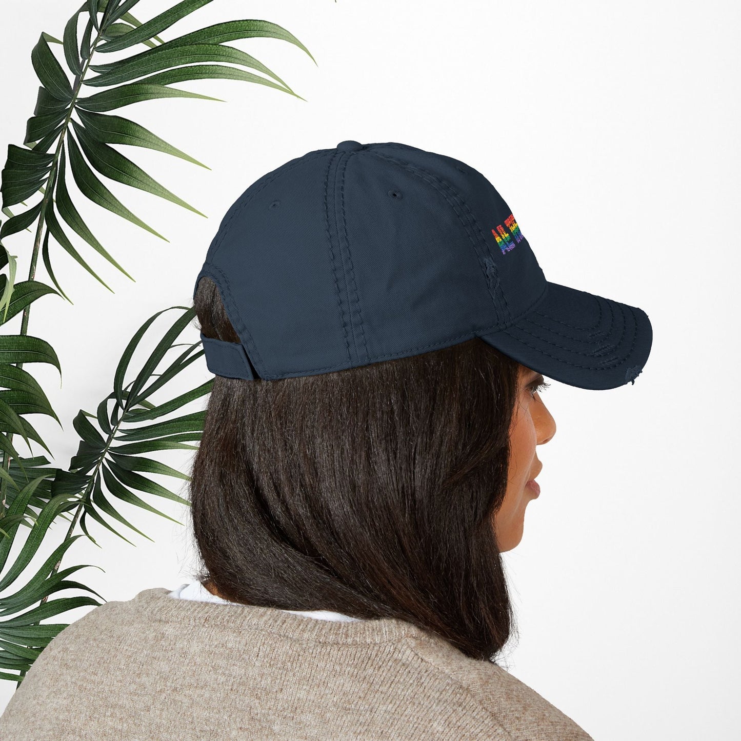 Bespattered Facade "All the Colors" Rainbow Embroidered Distressed Dad Hat