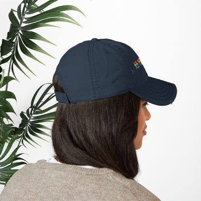 Bespattered Facade "All the Colors" Rainbow Embroidered Distressed Dad Hat