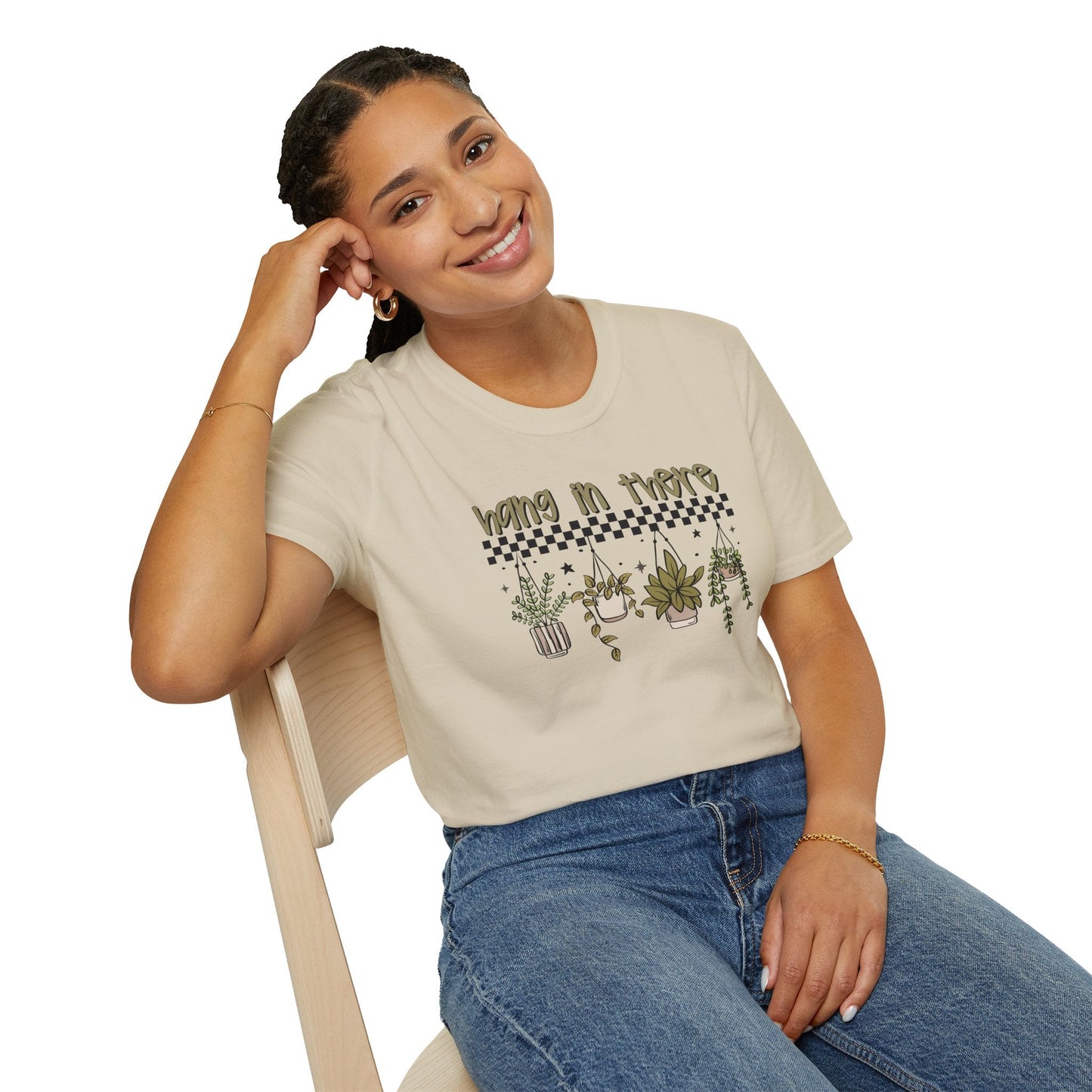 Hang In There Unisex Softstyle T-Shirt | Casual Plant Lover Tee