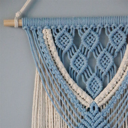 Hand-Woven Blue Macrame, Wall Decor
