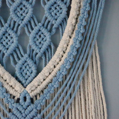 Hand-Woven Blue Macrame, Wall Decor