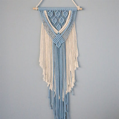 Hand-Woven Blue Macrame, Wall Decor