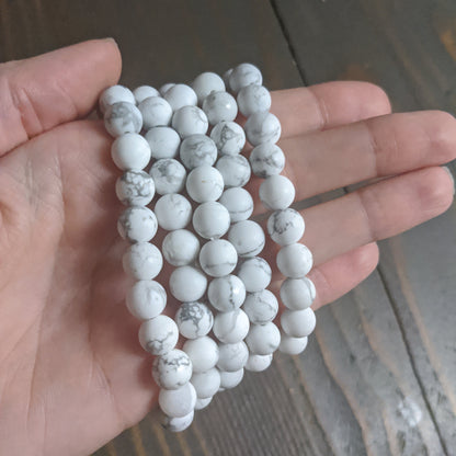 White Howlite Bracelets (Various Sizes Available)
