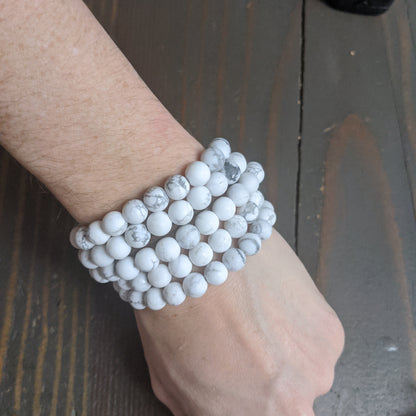 White Howlite Bracelets (Various Sizes Available)
