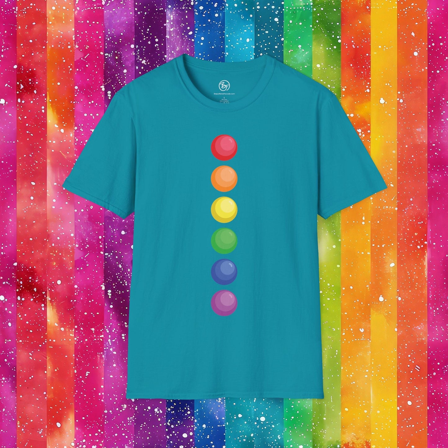 Bespattered Facade Rainbow Dots Unisex Softstyle T-Shirt