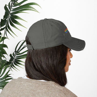 Bespattered Facade "All the Colors" Rainbow Embroidered Distressed Dad Hat