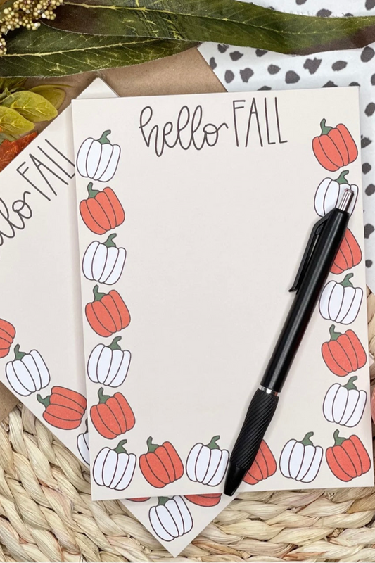 Hello Fall Pumpkin 5x7 Notepad