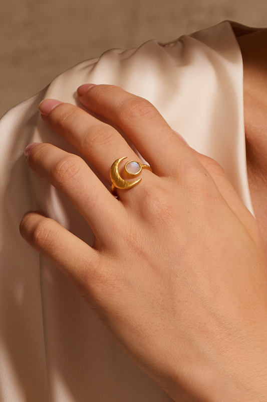 Cradled in Light Moonstone Ring