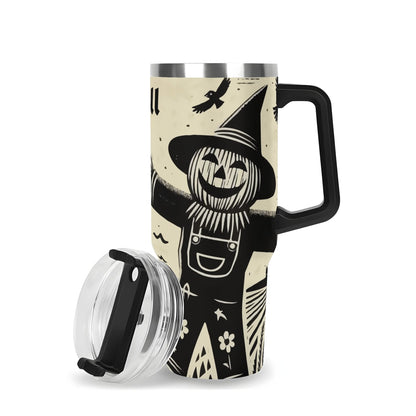 Happy Fall Y'all Scarecrow 40oz Stainless Steel Tumbler With Black Handle (Made in USA)