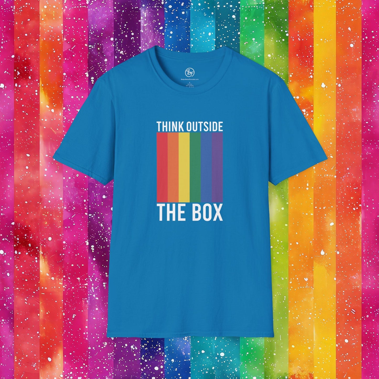 Bespattered Facade Rainbow Think Outside the Box Unisex Softstyle T-Shirt