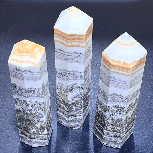 Orange White Banded Calcite XL Towers