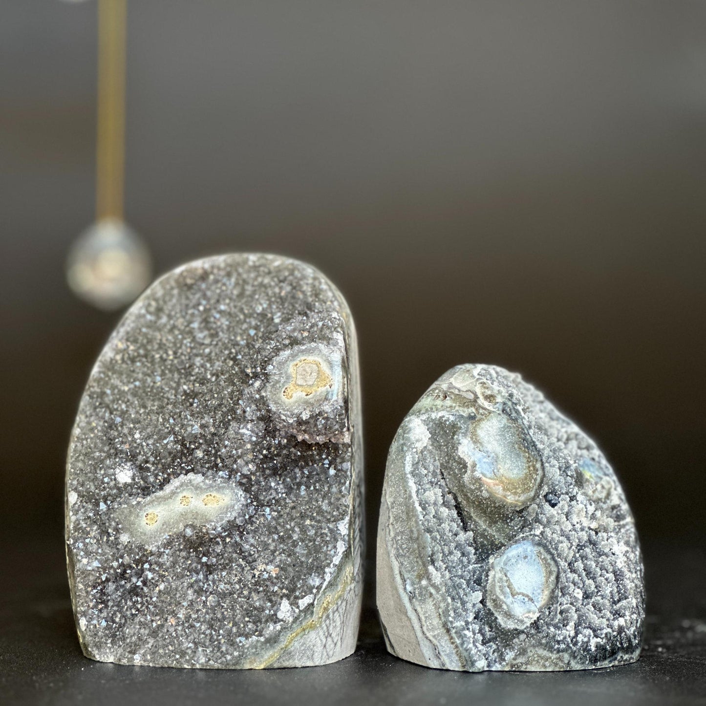 Sugar amethyst set, Rainbow amethysts, set of 2