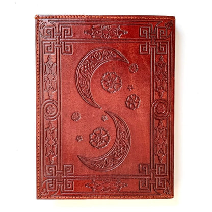Embossed Leather Journal 6" x 8" - Twin Crescents