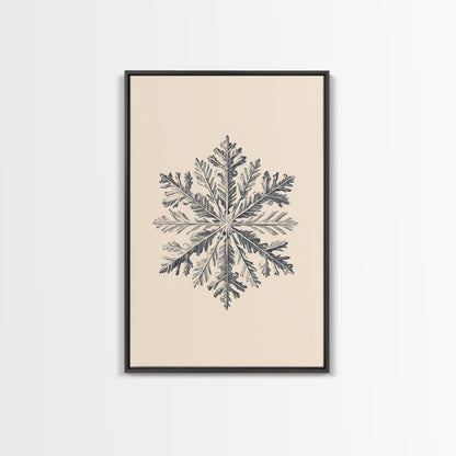 Snowflake Canvas Print - Framed Canvas - Minimalist Christmas Art - Boho Christmas Art - Rustic Christmas Art - Winter Decor - Winter Art