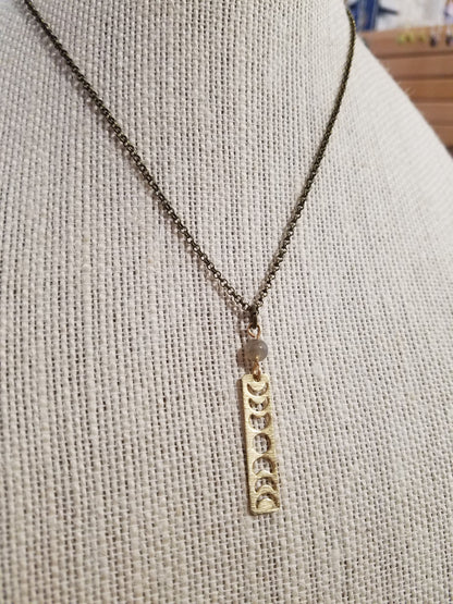Moon Phase & Labradorite Necklace (Brass or Silver)