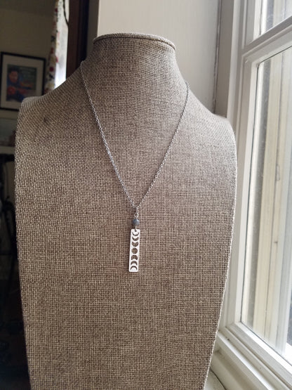 Moon Phase & Labradorite Necklace (Brass or Silver)