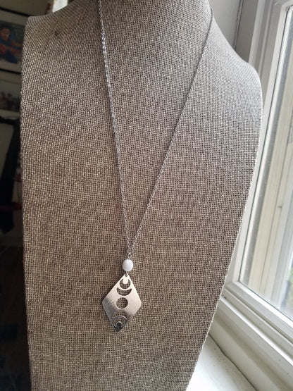 Brass Moon Phase Necklace with Moonstone – Celestial Jewelry