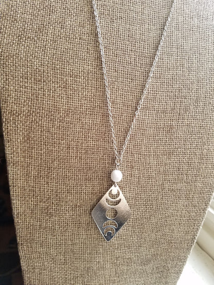 Brass Moon Phase Necklace with Moonstone – Celestial Jewelry