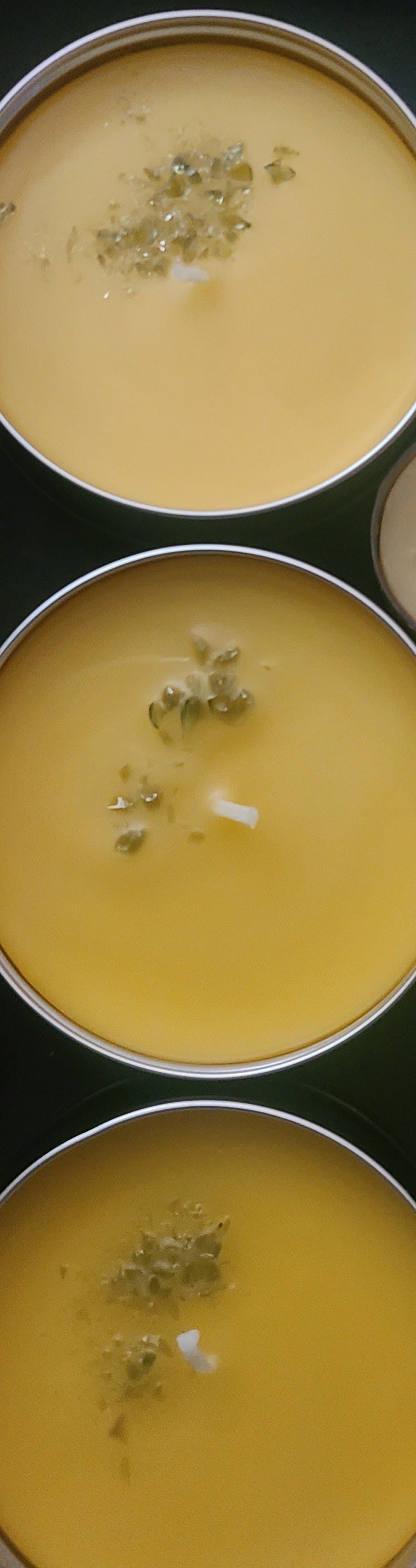 Pure Beeswax Tealight Candles with Moldavite Chips