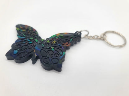Holographic Black Butterfly - Key Chain