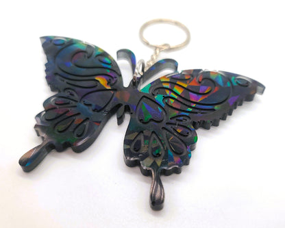 Holographic Black Butterfly - Key Chain