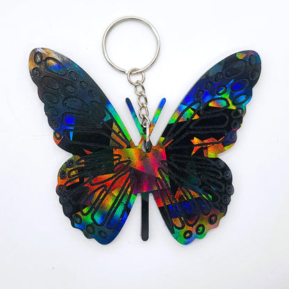 Holographic Black Butterfly - Key Chain