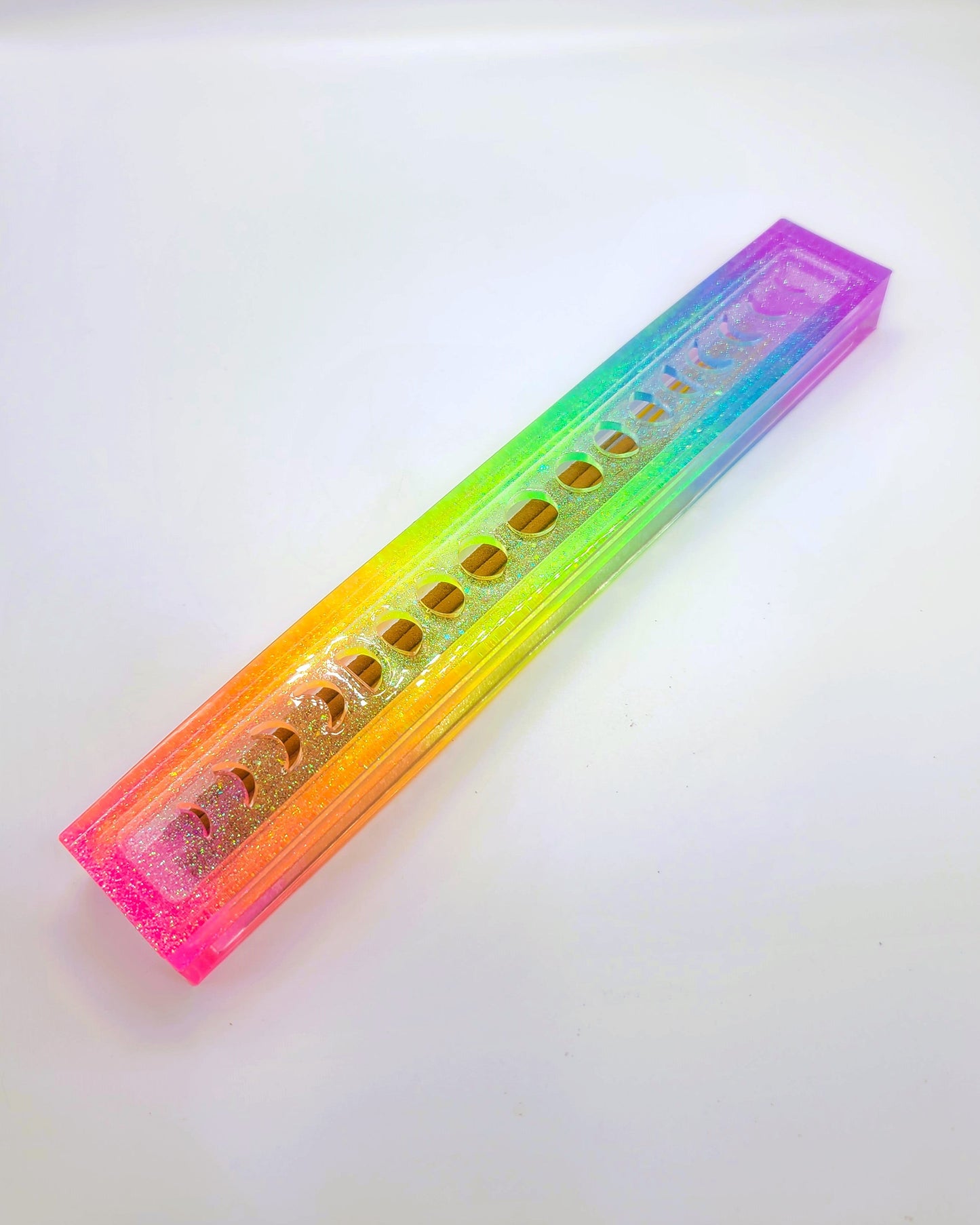 Moon Phases Incense Holder - Made with Resin & Color-Shift Mica