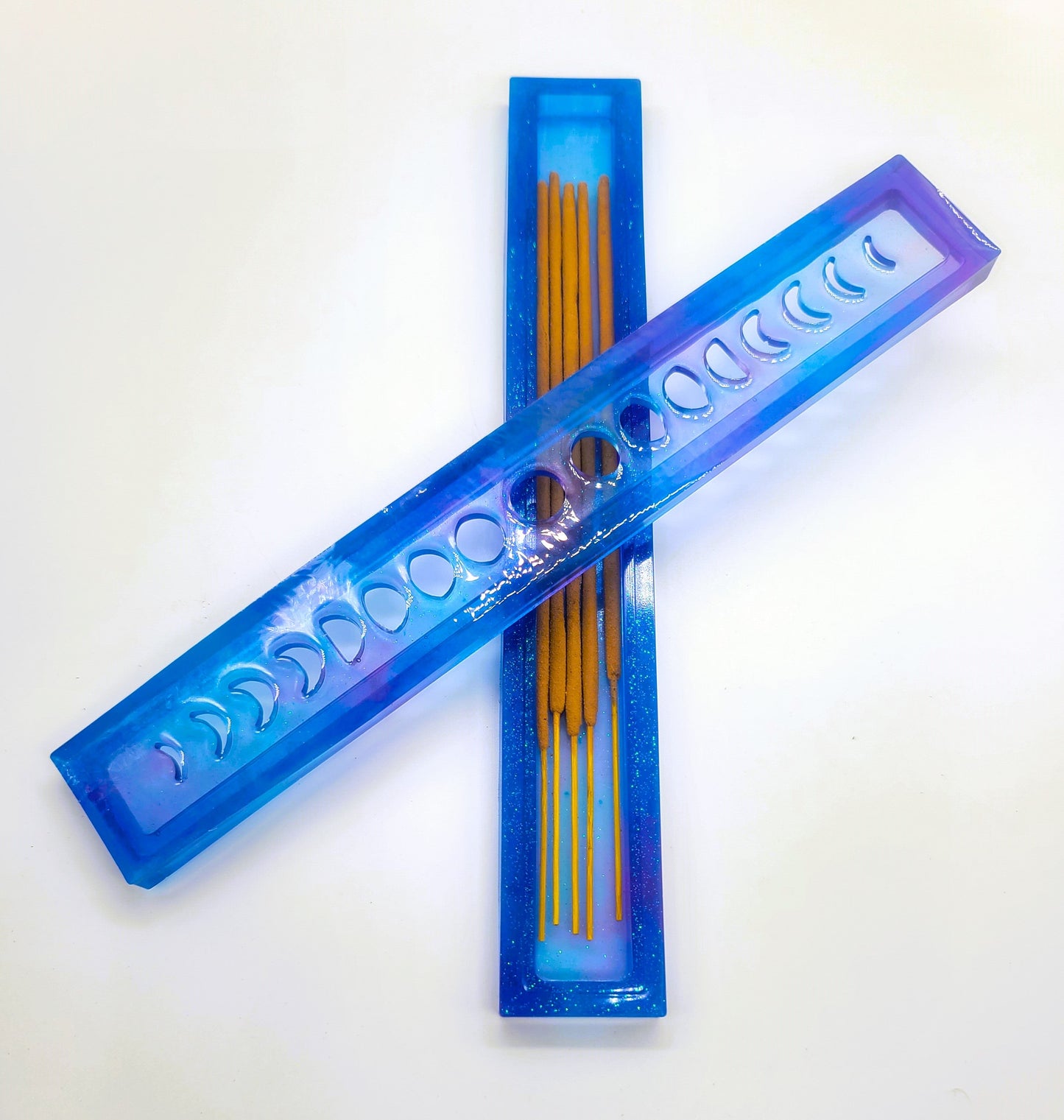 Moon Phases Incense Holder - Made with Resin & Color-Shift Mica