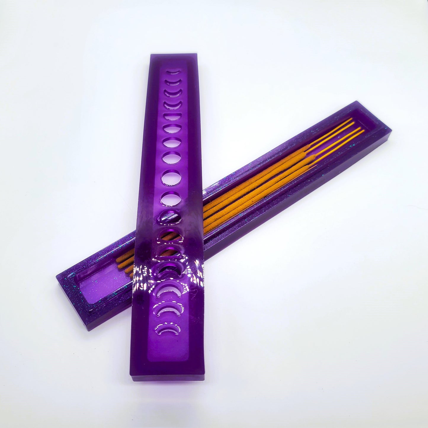 Moon Phases Incense Holder - Made with Resin & Color-Shift Mica