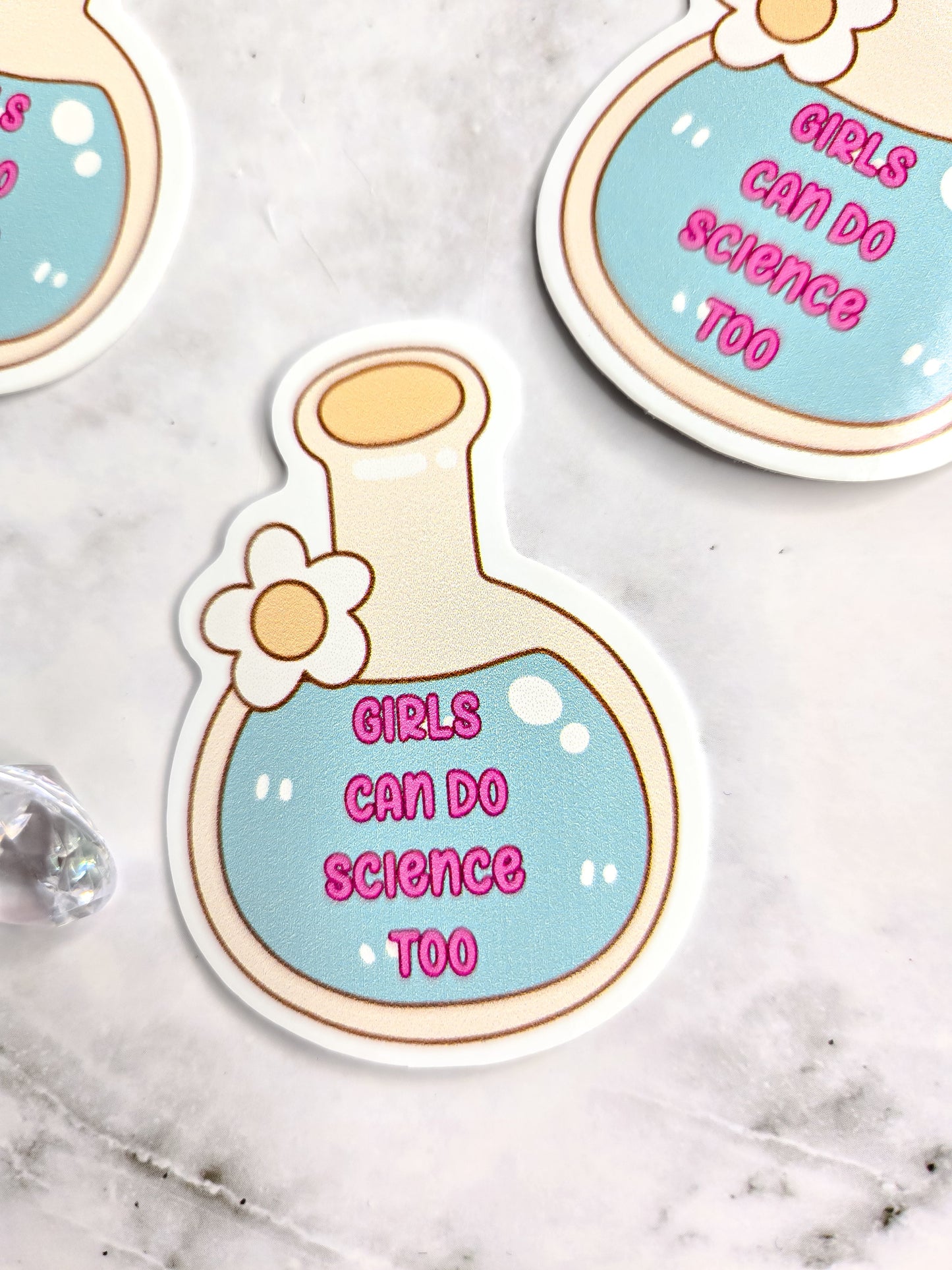 Girls can do science too sticker