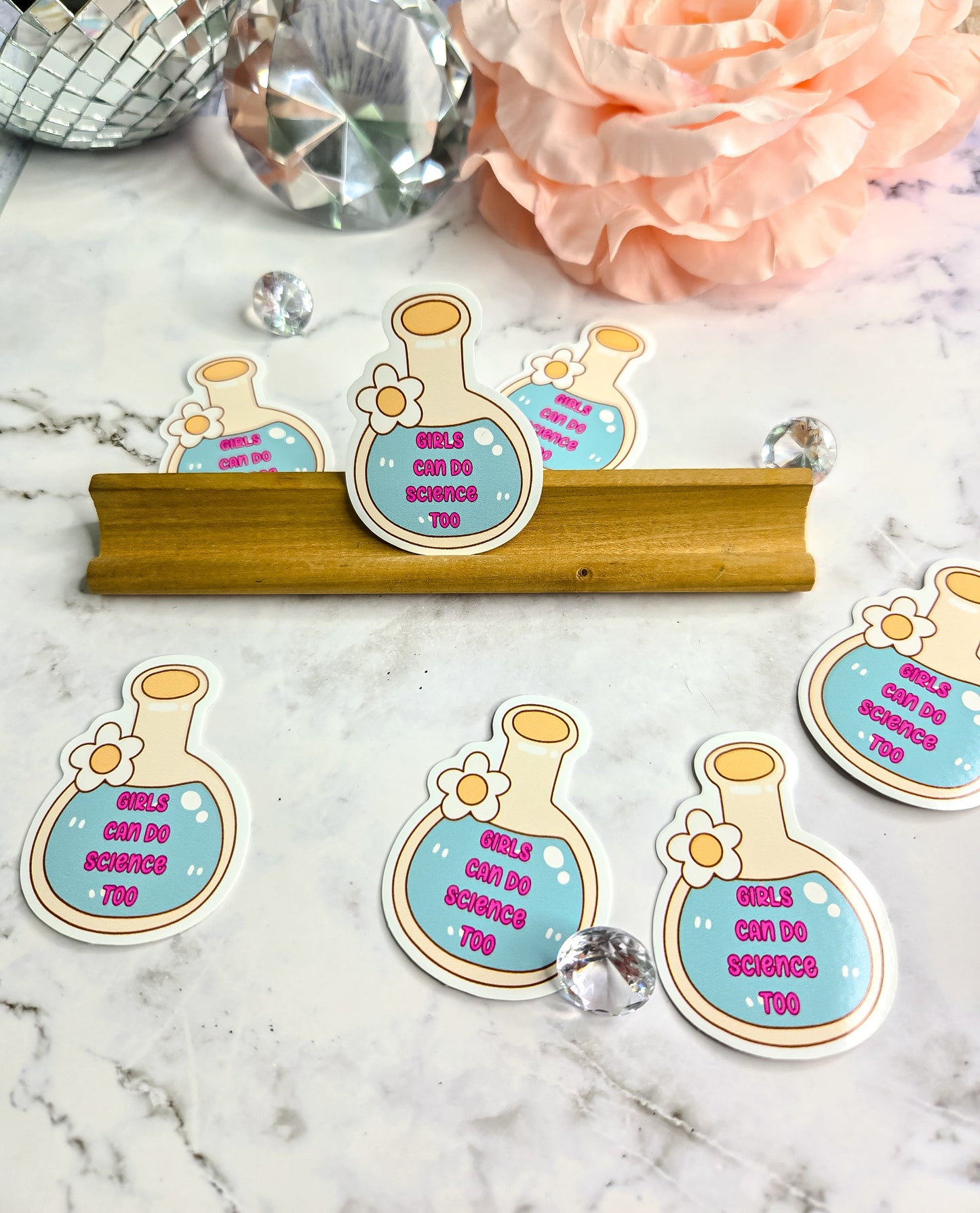 Girls can do science too sticker
