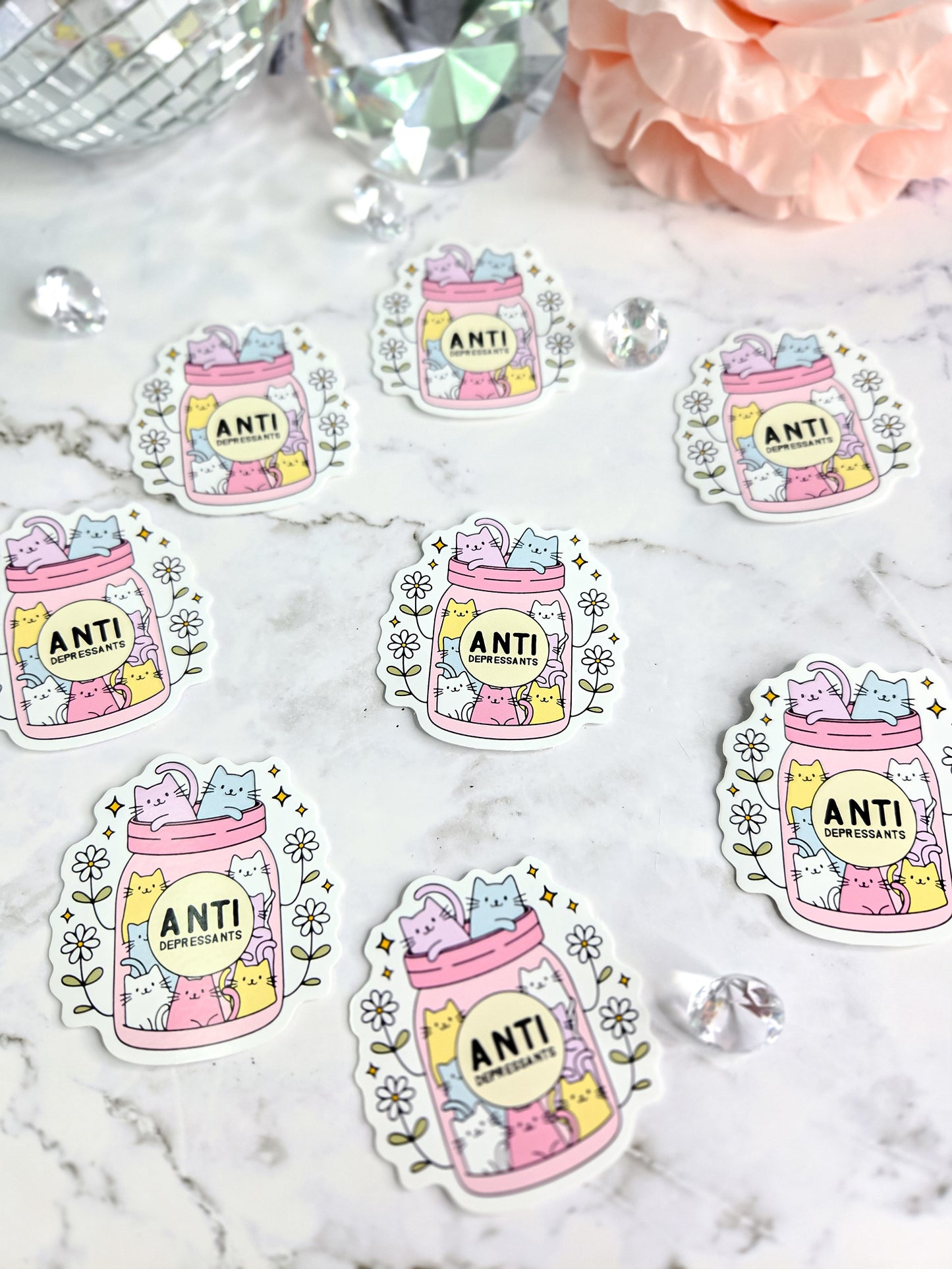 Anti-depressant kitty jar sticker