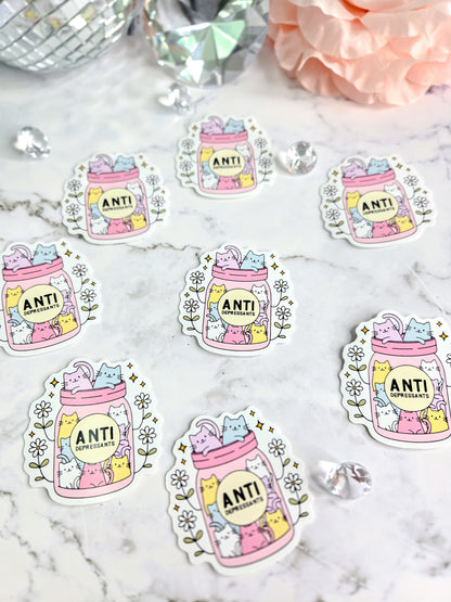 Anti-depressant kitty jar sticker