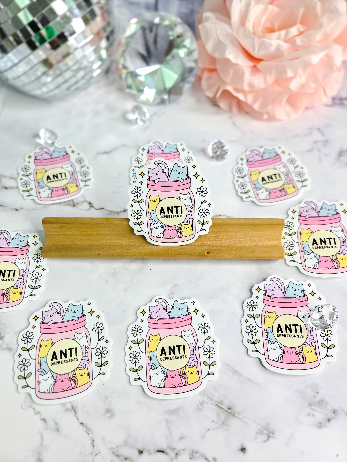 Anti-depressant kitty jar sticker