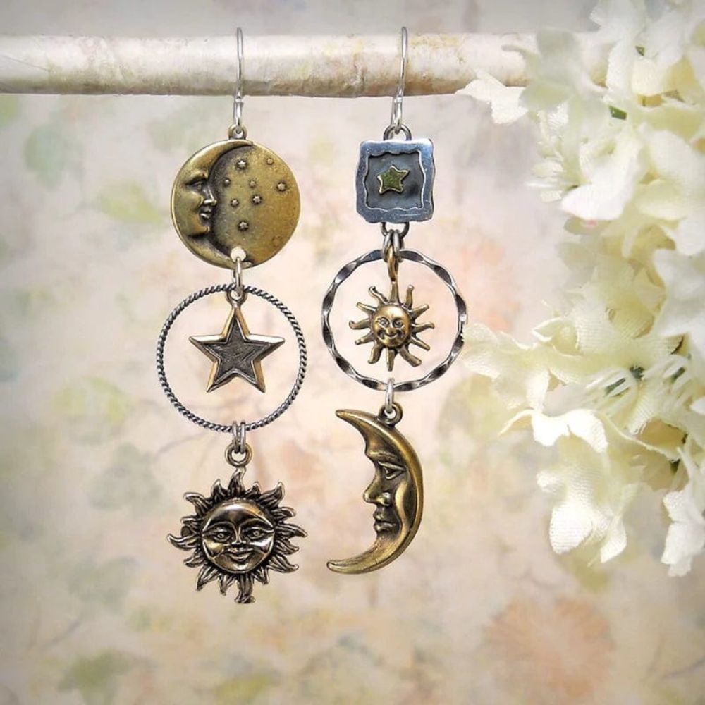 SUN AND MOON EARRINGS (PAIR)