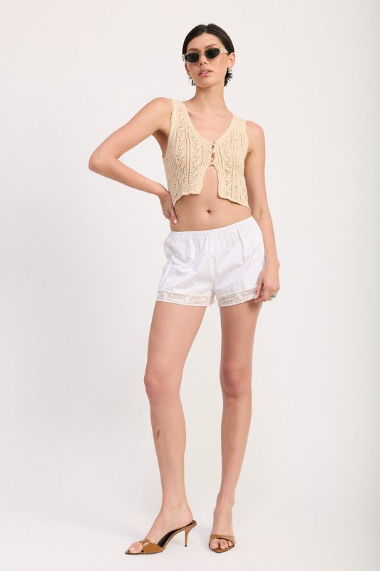 CROCHET BUTTON FRONT VEST TOP