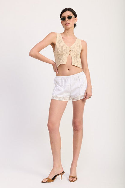 CROCHET BUTTON FRONT VEST TOP