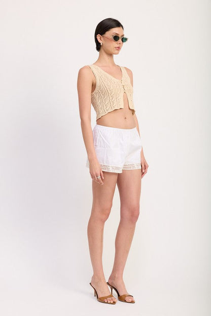 CROCHET BUTTON FRONT VEST TOP