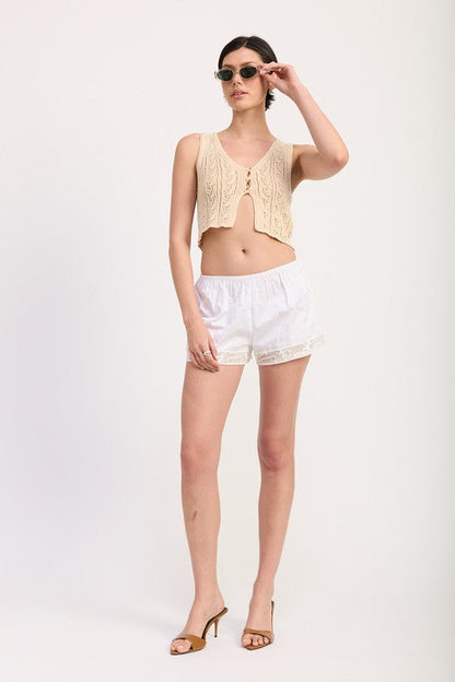 CROCHET BUTTON FRONT VEST TOP