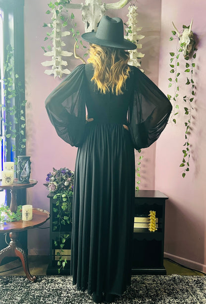 Minerva - Hauntingly Dramatic Mesh Maxi Dress with Built In Shorts  - READY TO SHIP