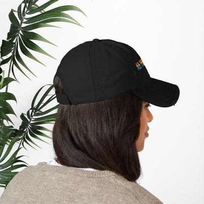 Bespattered Facade "All the Colors" Rainbow Embroidered Distressed Dad Hat
