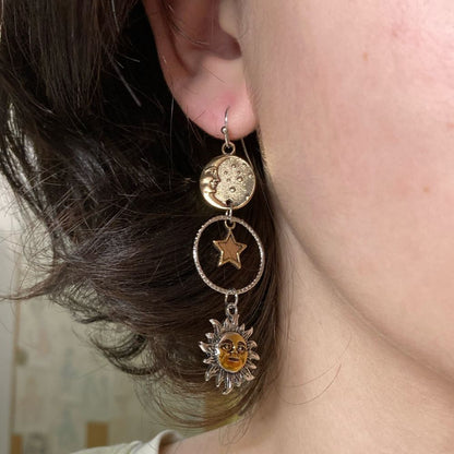 SUN AND MOON EARRINGS (PAIR)
