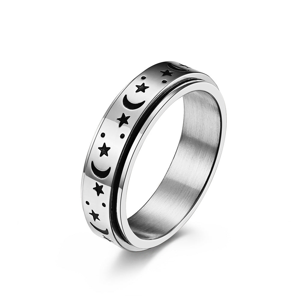 SPINNING MOON & STAR RING