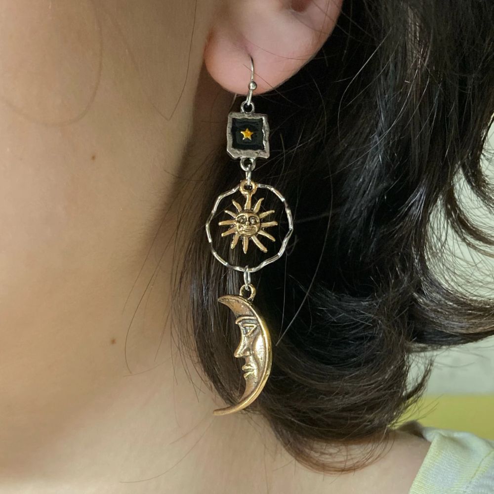 SUN AND MOON EARRINGS (PAIR)