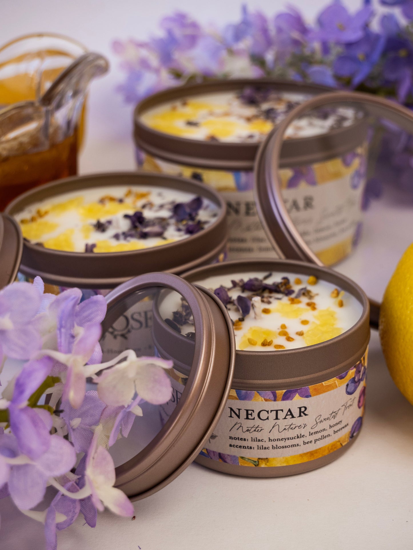 NECTAR Lilac Lemon Honey 4oz Tin Candle