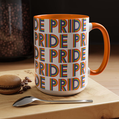 Bespattered Facade Pride Rainbow Ribbon Letters Mug | Eight Colors | 11oz or 15oz
