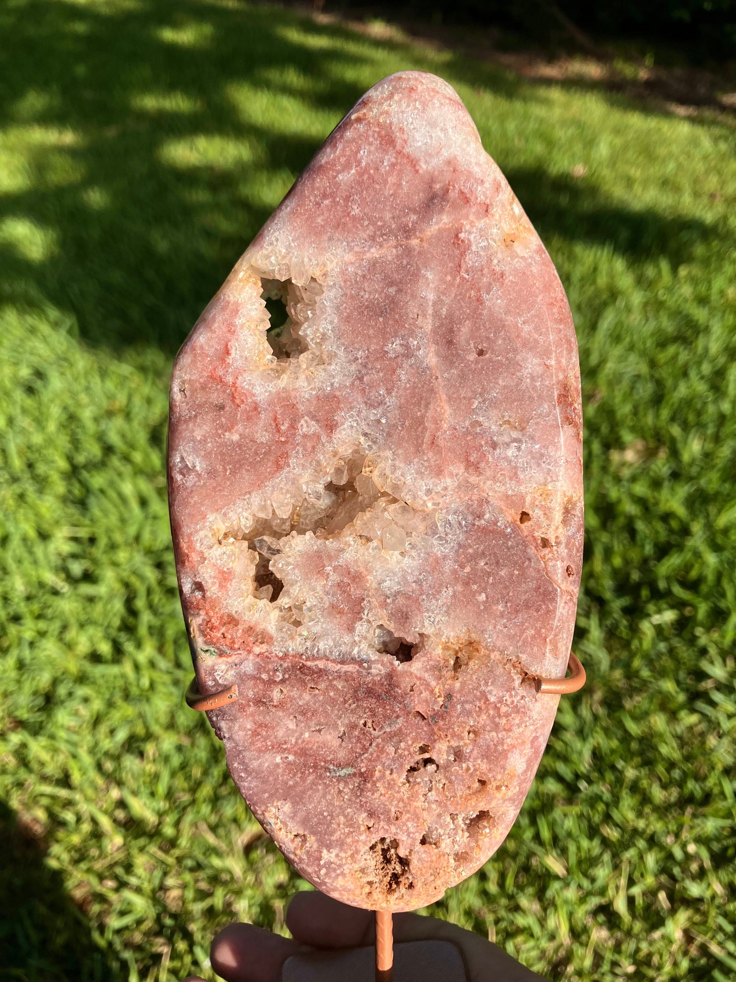 Pink Amethyst High Quality Slab on Stand – Rare Crystal Display Piece