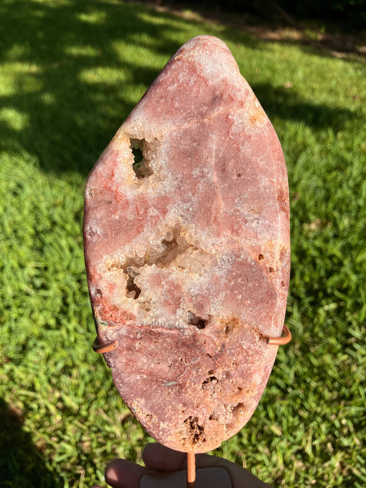 Pink Amethyst High Quality Slab on Stand – Rare Crystal Display Piece