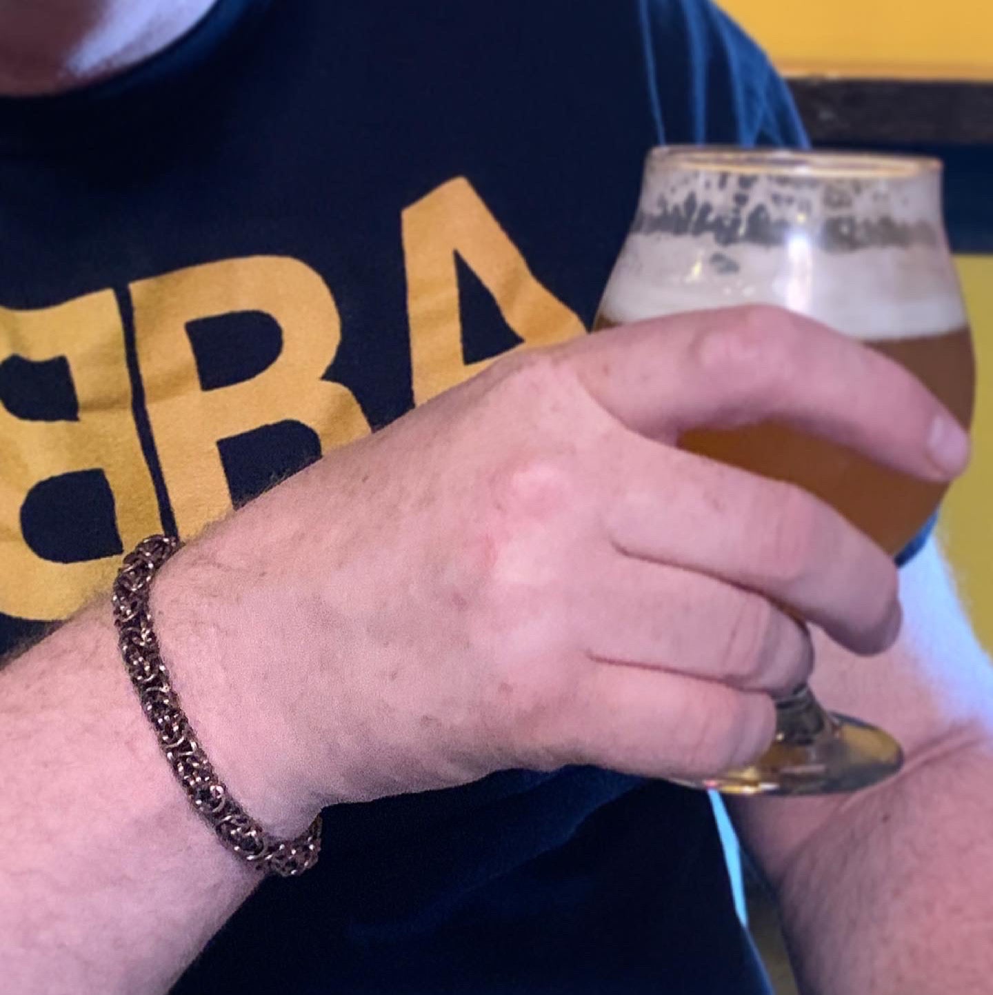 Chunky Byzantine Chainmaille Bracelet in Oxidized Copper