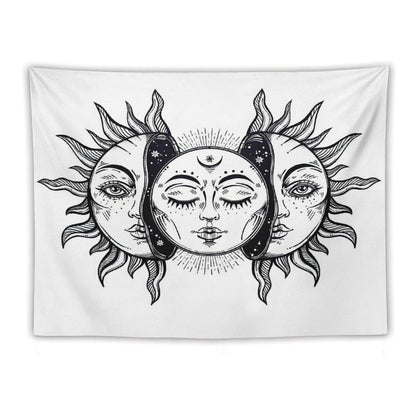 Vintage Solar Sun And Moon Tapestry